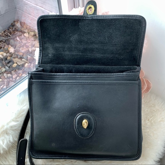 Vintage Coach Medium Black Leather Station Satchel - Picture 10 of 16